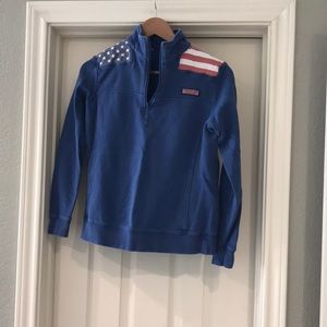 American flag womens shep shirt. 1/4 zip.
